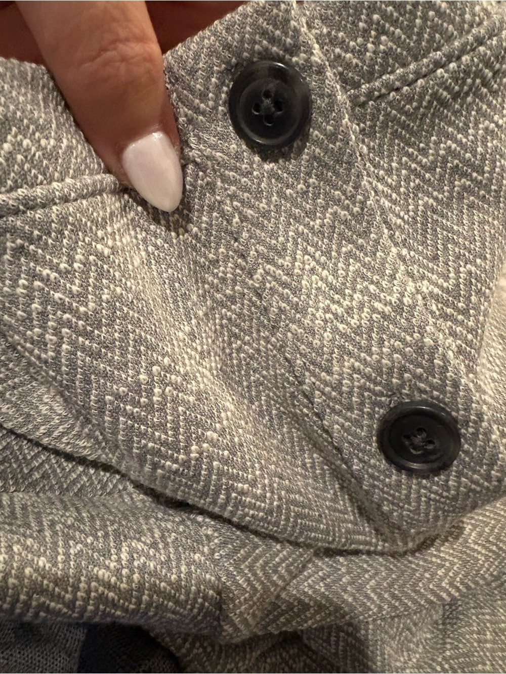 NWT LOFT Chevron Button Back Swing Gray Dress. - Picture 4 of 6